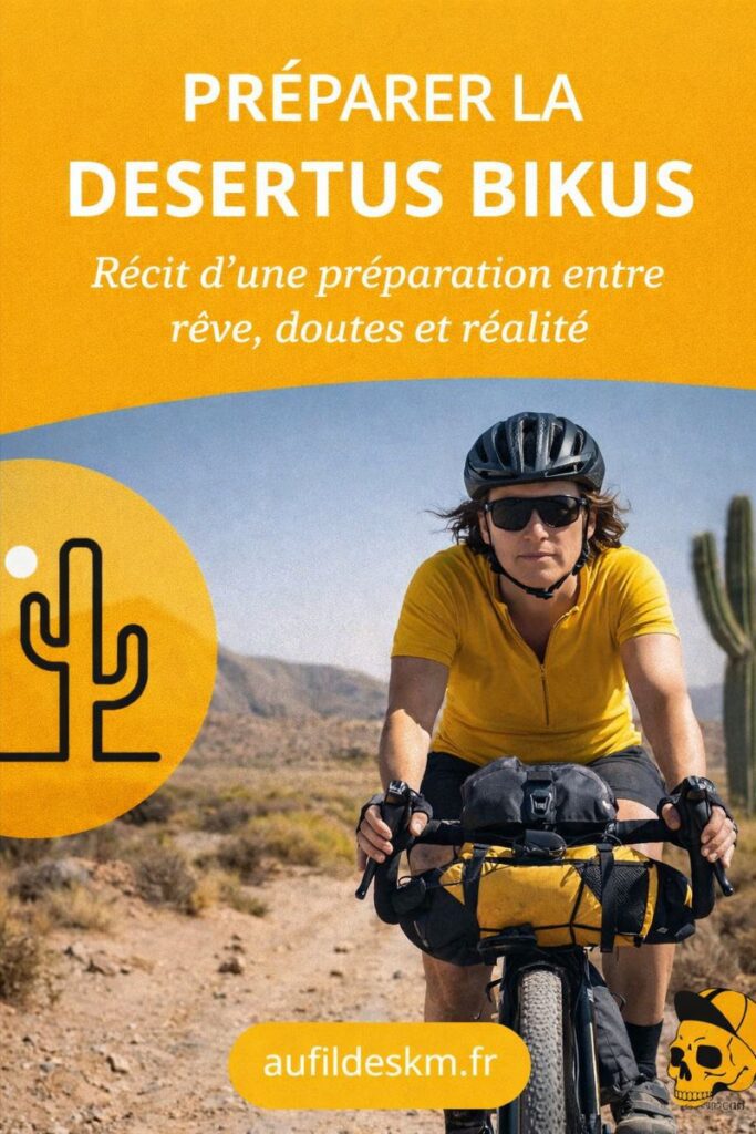 Préparer la Desertus Bikus : cycliste en bikepacking dans un paysage désertique lors de sa préparation